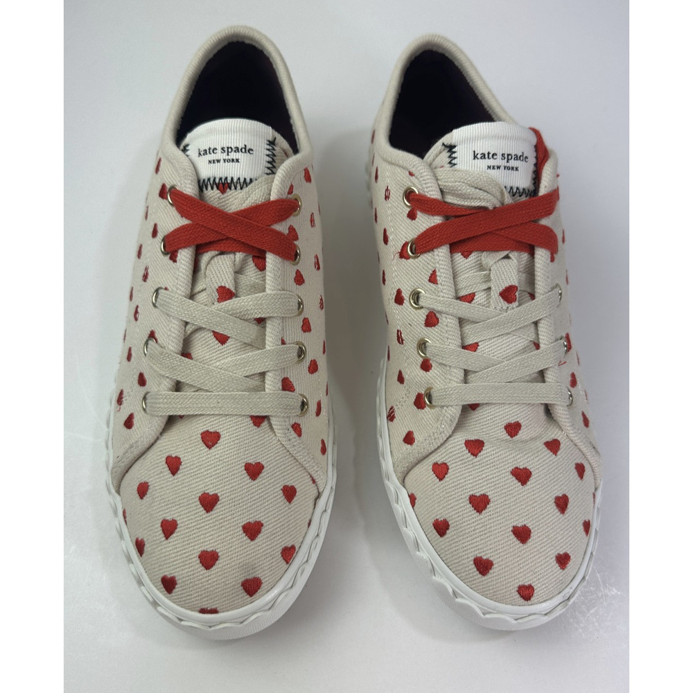 Kate Spade New York Vale Sneakers Red Heart Embroidered Canvas Shoes EUC Size 9 - Picture 15 of 15